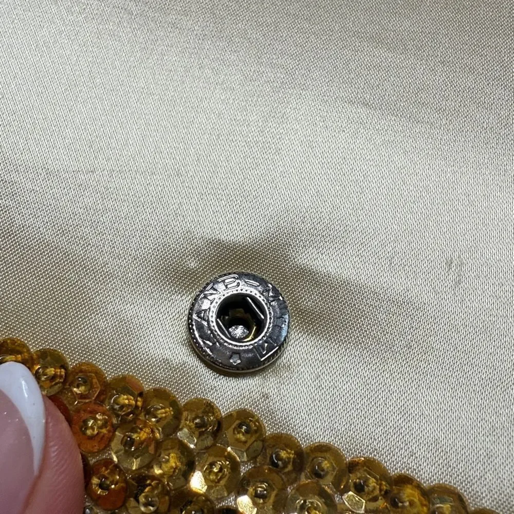 50s 60s Vintage La Regale Gold Beaded Sequin Satin Clutch
